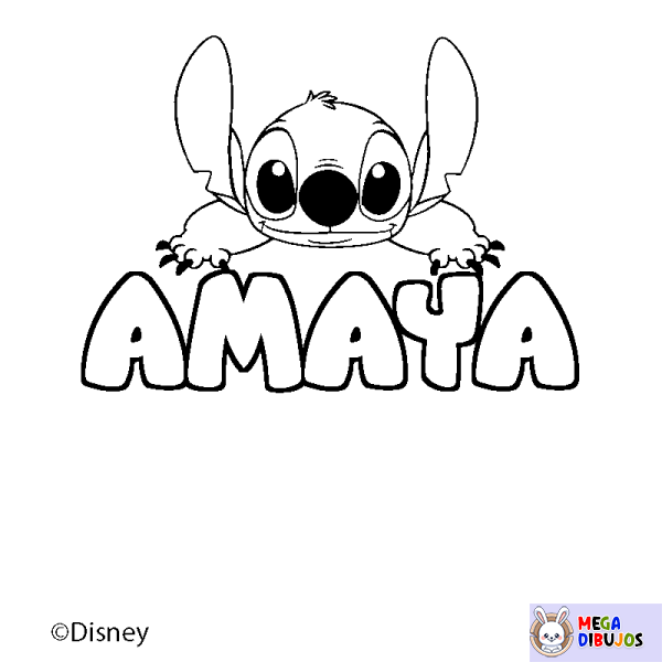 Coloración del nombre AMAYA - decorado Stitch