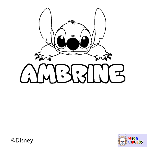 Coloración del nombre AMBRINE - decorado Stitch