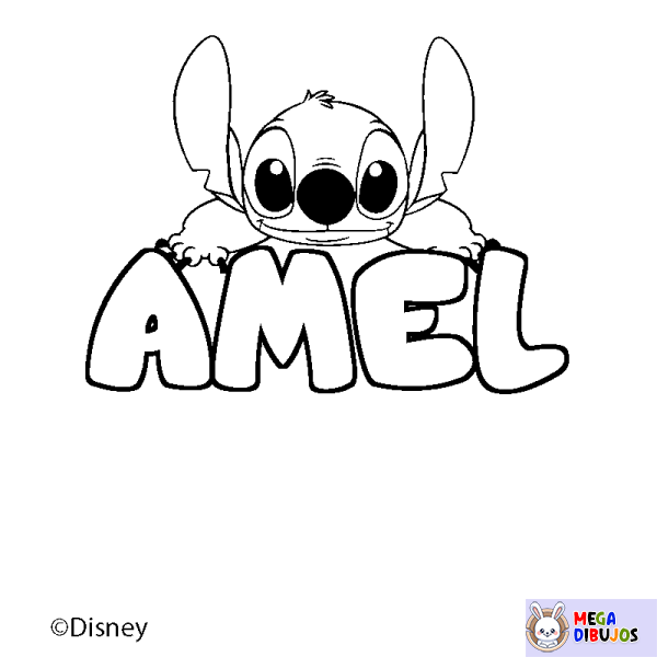 Coloración del nombre AMEL - decorado Stitch