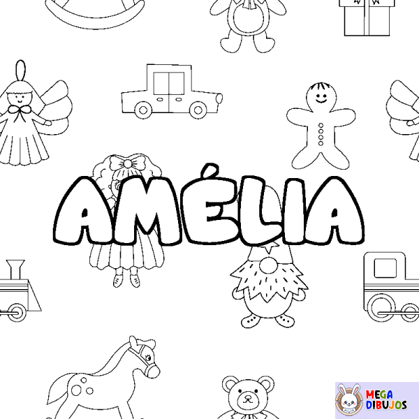 Coloración del nombre AM&Eacute;LIA - decorado juguetes
