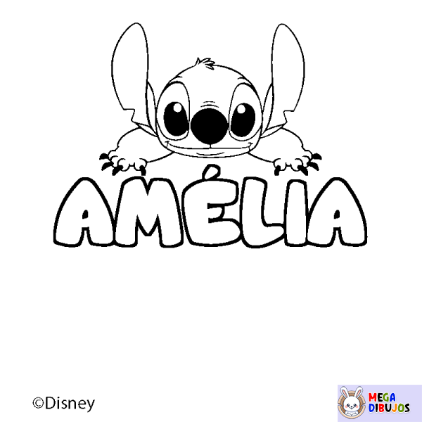 Coloración del nombre AM&Eacute;LIA - decorado Stitch