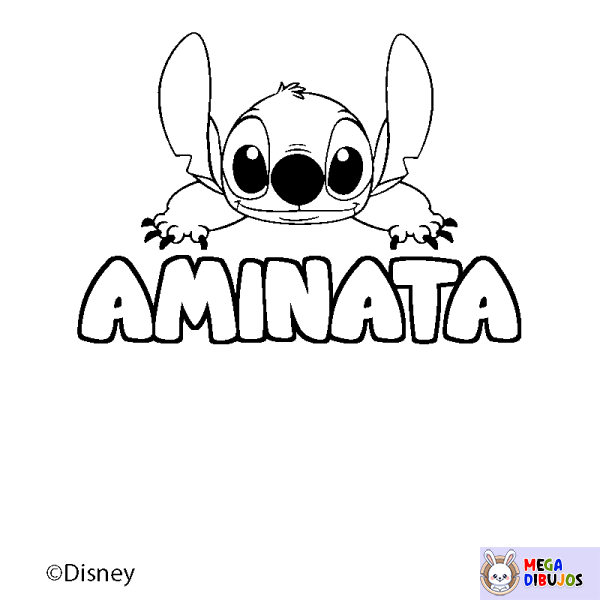 Coloración del nombre AMINATA - decorado Stitch