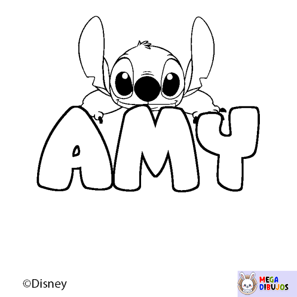 Coloración del nombre AMY - decorado Stitch