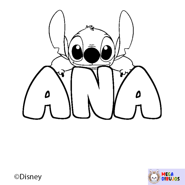 Coloración del nombre ANA - decorado Stitch