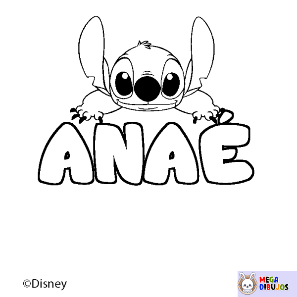 Coloración del nombre ANA&Eacute; - decorado Stitch
