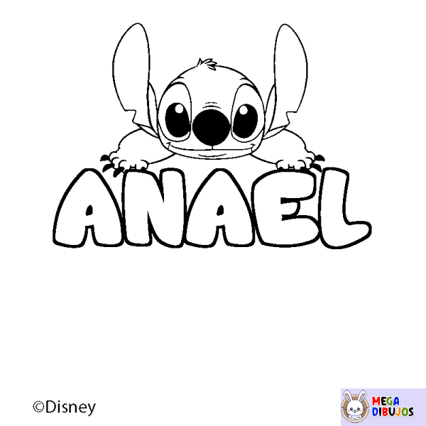 Coloración del nombre ANAEL - decorado Stitch