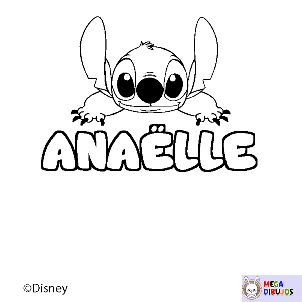 Coloración del nombre ANA&Euml;LLE - decorado Stitch