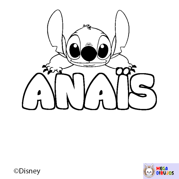 Coloración del nombre ANA&Iuml;S - decorado Stitch