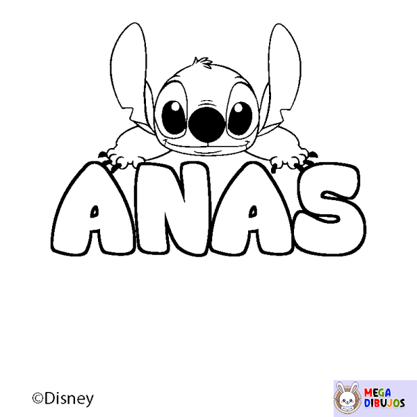 Coloración del nombre ANAS - decorado Stitch