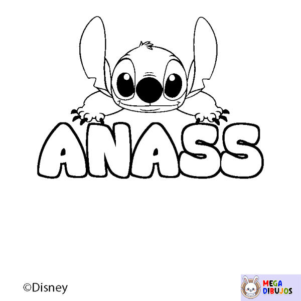 Coloración del nombre ANASS - decorado Stitch