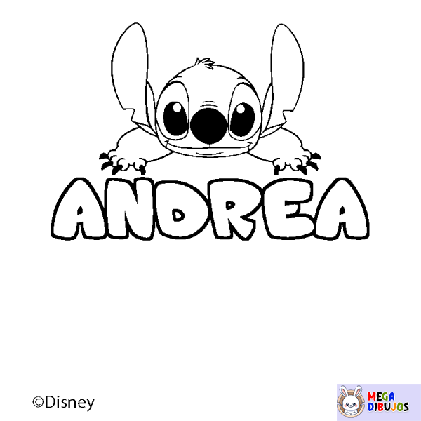 Coloración del nombre ANDREA - decorado Stitch