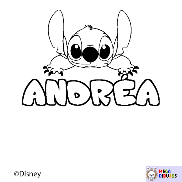 Coloración del nombre ANDR&Eacute;A - decorado Stitch