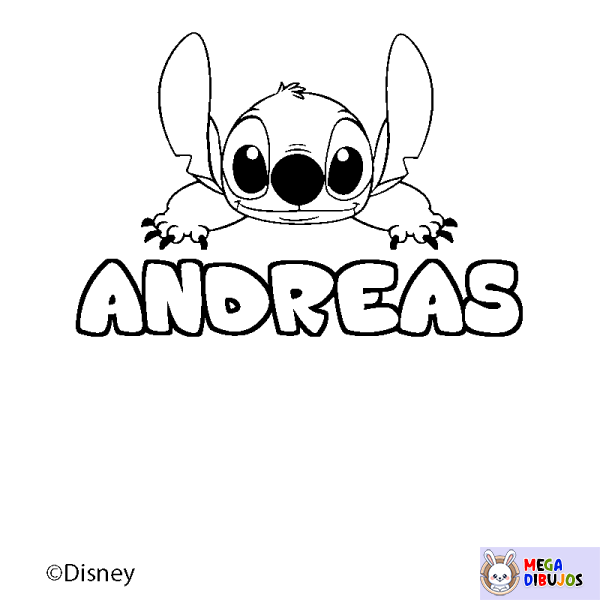 Coloración del nombre ANDREAS - decorado Stitch