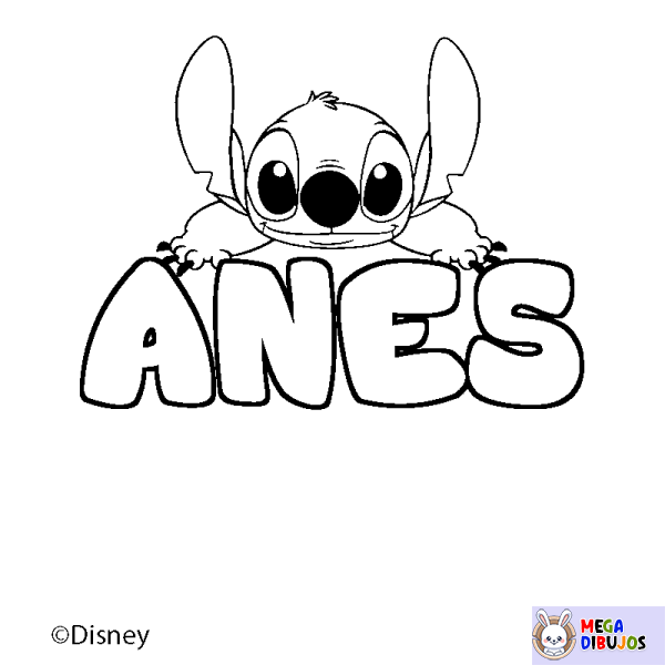 Coloración del nombre ANES - decorado Stitch