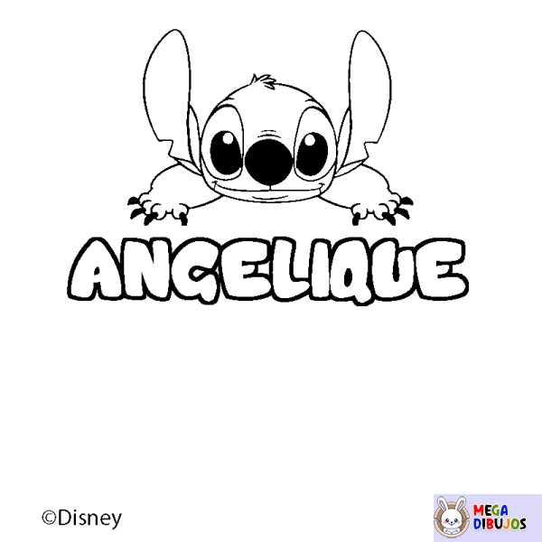 Coloración del nombre ANGELIQUE - decorado Stitch