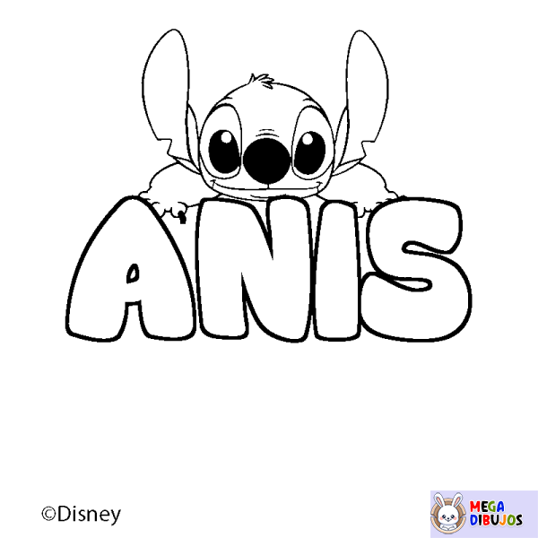 Coloración del nombre ANIS - decorado Stitch