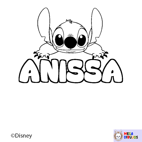 Coloración del nombre ANISSA - decorado Stitch