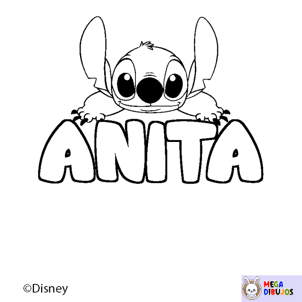 Coloración del nombre ANITA - decorado Stitch