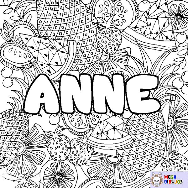 Coloración del nombre ANNE - decorado mandala de frutas