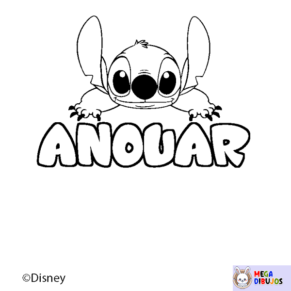 Coloración del nombre ANOUAR - decorado Stitch