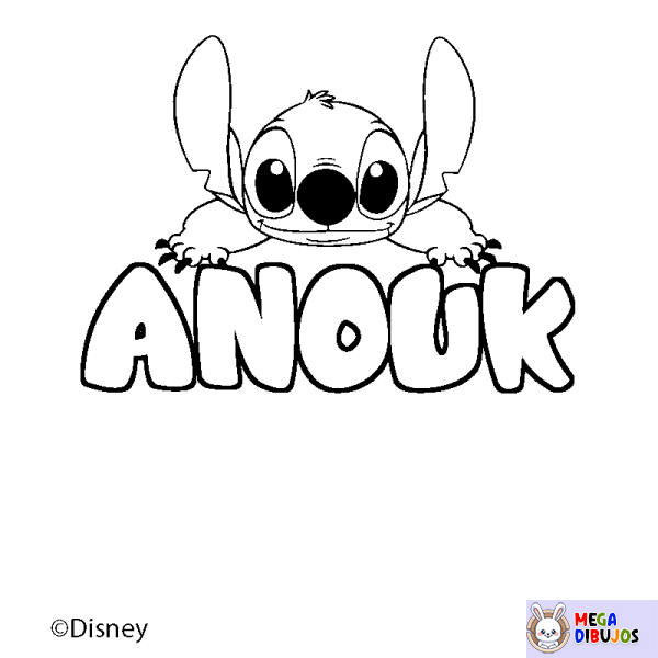 Coloración del nombre ANOUK - decorado Stitch