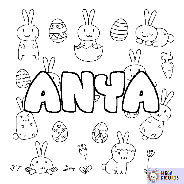 Coloración del nombre ANYA - decorado Pascua