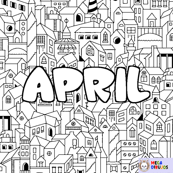Coloración del nombre APRIL - decorado ciudad