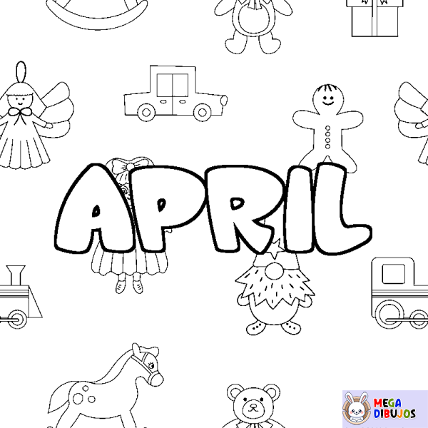 Coloración del nombre APRIL - decorado juguetes