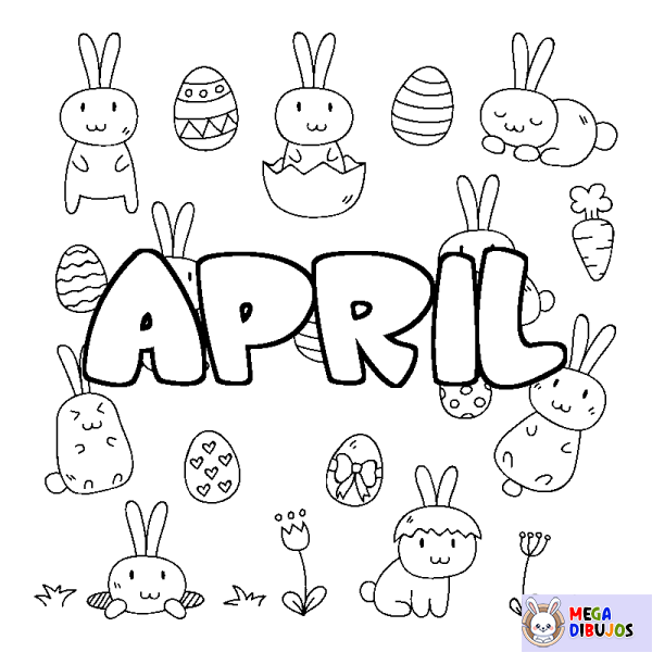 Coloración del nombre APRIL - decorado Pascua