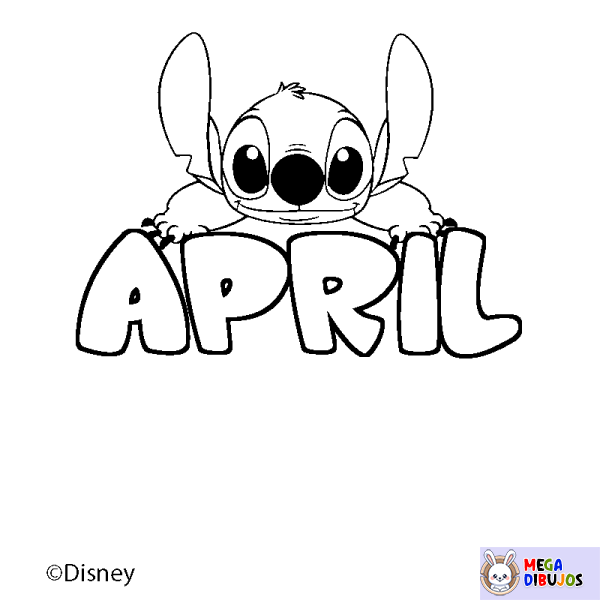 Coloración del nombre APRIL - decorado Stitch