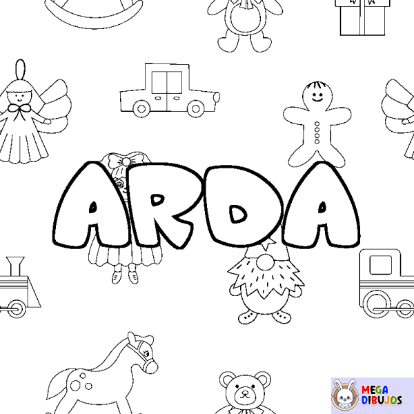 Coloración del nombre ARDA - decorado juguetes