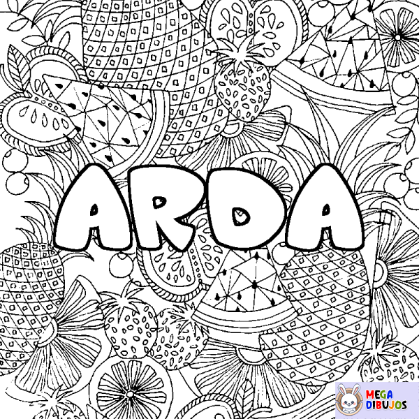 Coloración del nombre ARDA - decorado mandala de frutas