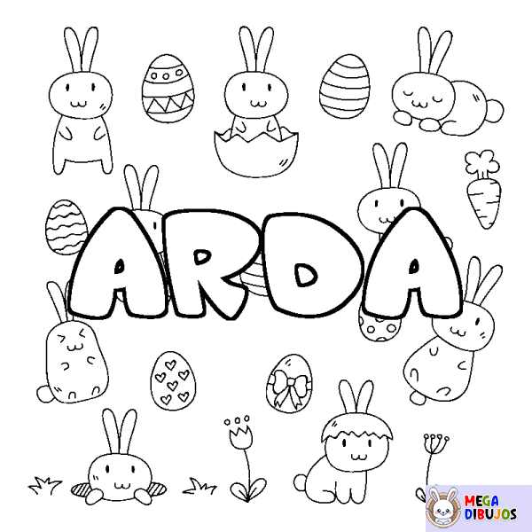 Coloración del nombre ARDA - decorado Pascua