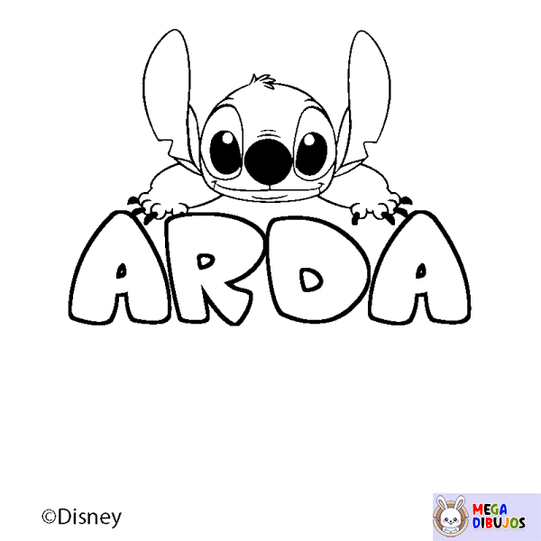 Coloración del nombre ARDA - decorado Stitch