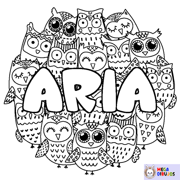 Coloración del nombre ARIA - decorado b&uacute;hos