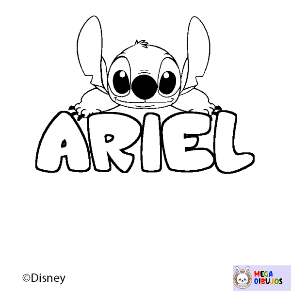 Coloración del nombre ARIEL - decorado Stitch