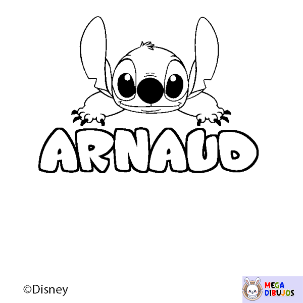Coloración del nombre ARNAUD - decorado Stitch