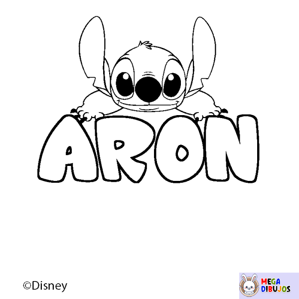 Coloración del nombre ARON - decorado Stitch