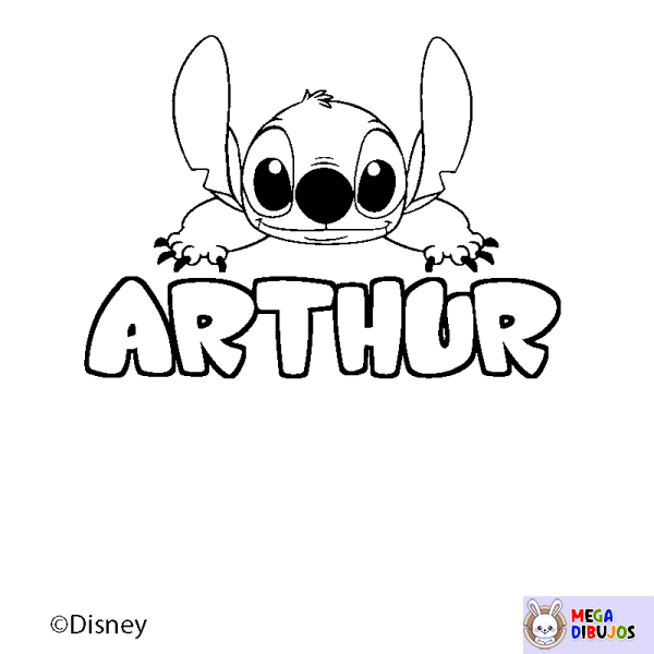 Coloración del nombre ARTHUR - decorado Stitch