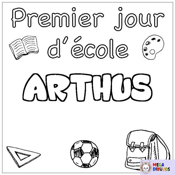 Coloración del nombre ARTHUS - decorado primer d&iacute;a de escuela
