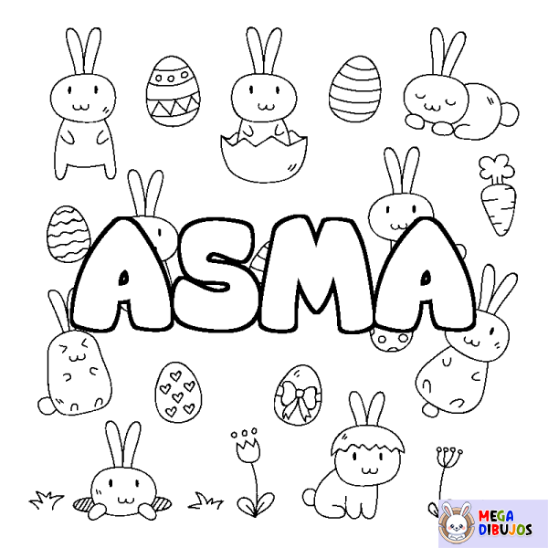 Coloración del nombre ASMA - decorado Pascua