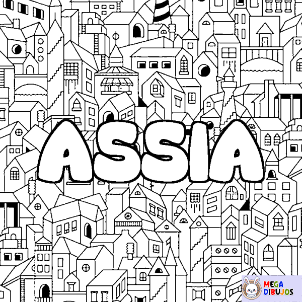 Coloración del nombre ASSIA - decorado ciudad