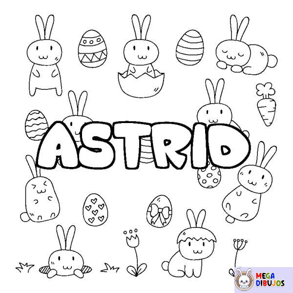 Coloración del nombre ASTRID - decorado Pascua