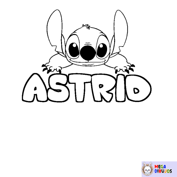 Coloración del nombre ASTRID - decorado Stitch