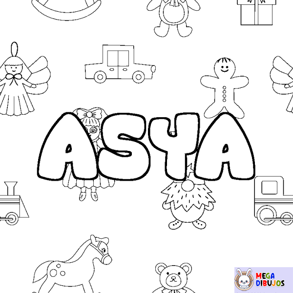 Coloración del nombre ASYA - decorado juguetes