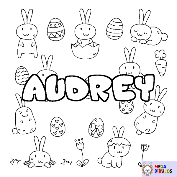 Coloración del nombre AUDREY - decorado Pascua