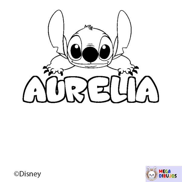 Coloración del nombre AURELIA - decorado Stitch