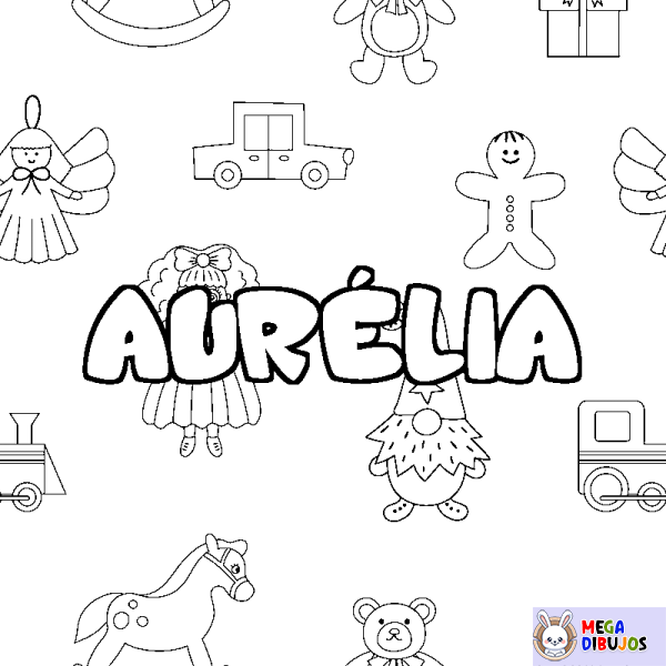 Coloración del nombre AUR&Eacute;LIA - decorado juguetes