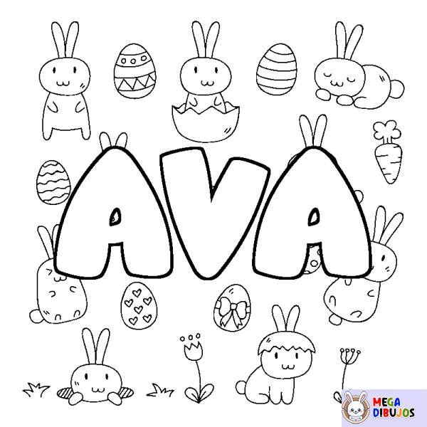 Coloración del nombre AVA - decorado Pascua