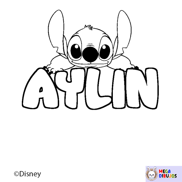 Coloración del nombre AYLIN - decorado Stitch